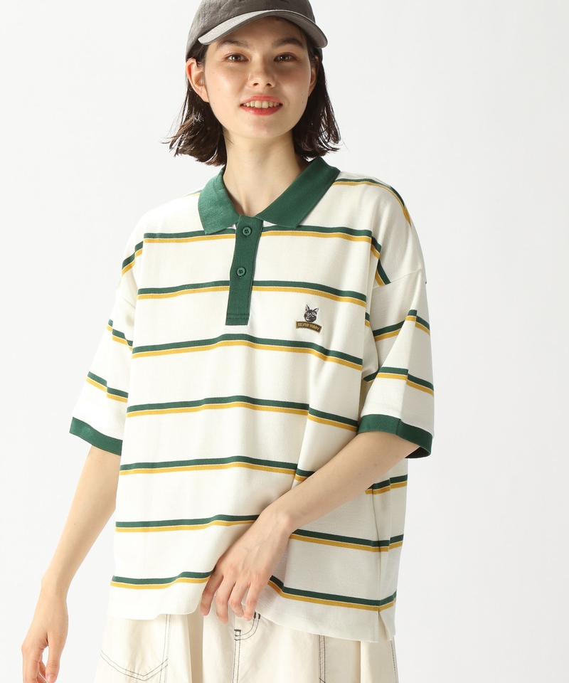 雜錦動物刺繡間條POLO衫