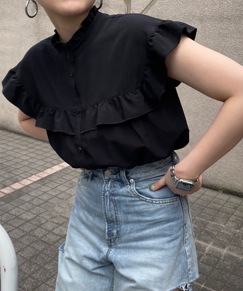 荷葉邊法國袖襯衫