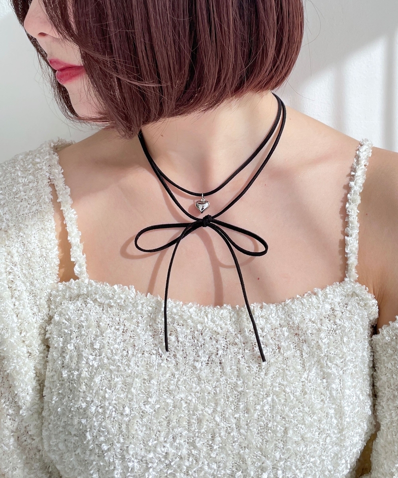 心心吊墜蝴蝶結Choker