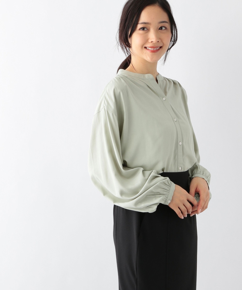 【サラサラ】絲質寬鬆長袖襯衫