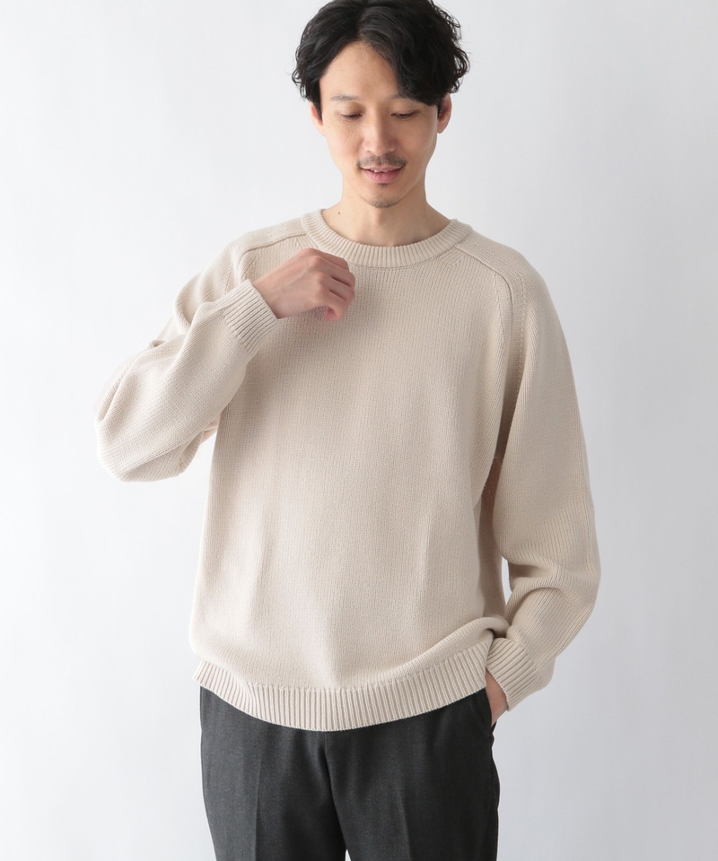 羅紋滾邊圓領針織長袖上衣