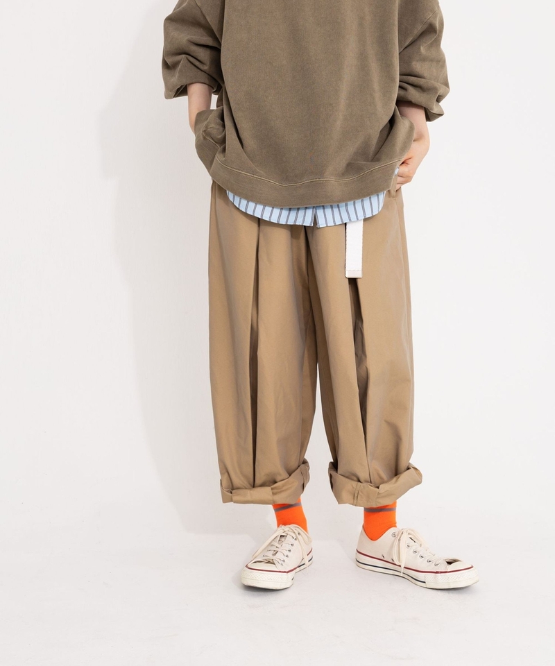 【MODE NORM CORE】彩光斜紋布褶皺褲