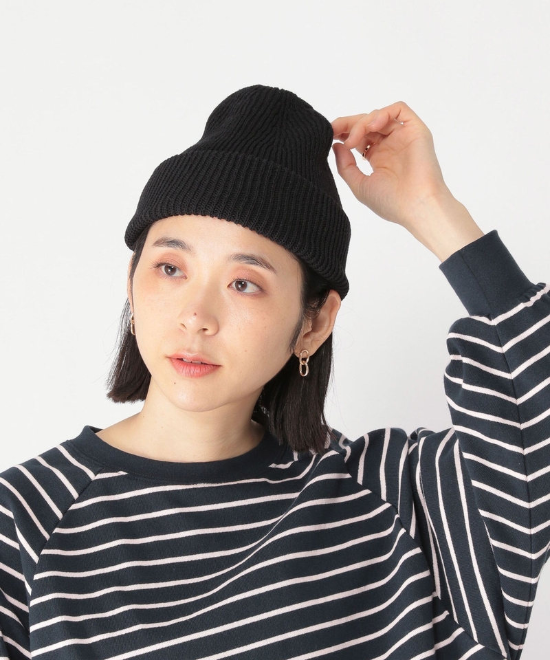 亞麻MIX二折針織帽
