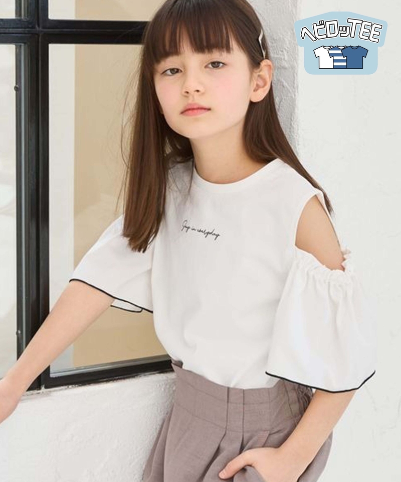 【Hebiro TEE】英文印字挖肩設計短袖T恤