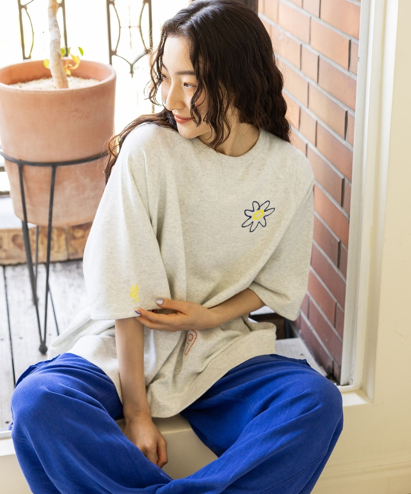 雜錦刺繡半袖罩衫