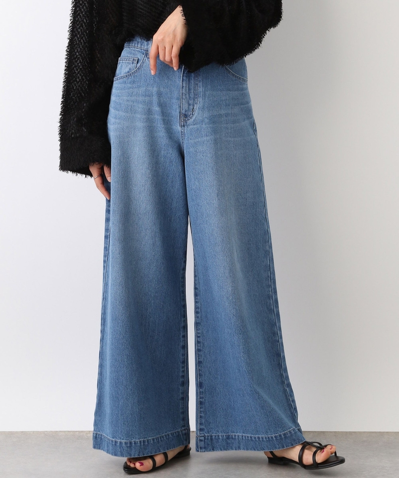【DENIM系列】高腰直筒寬版牛仔長褲