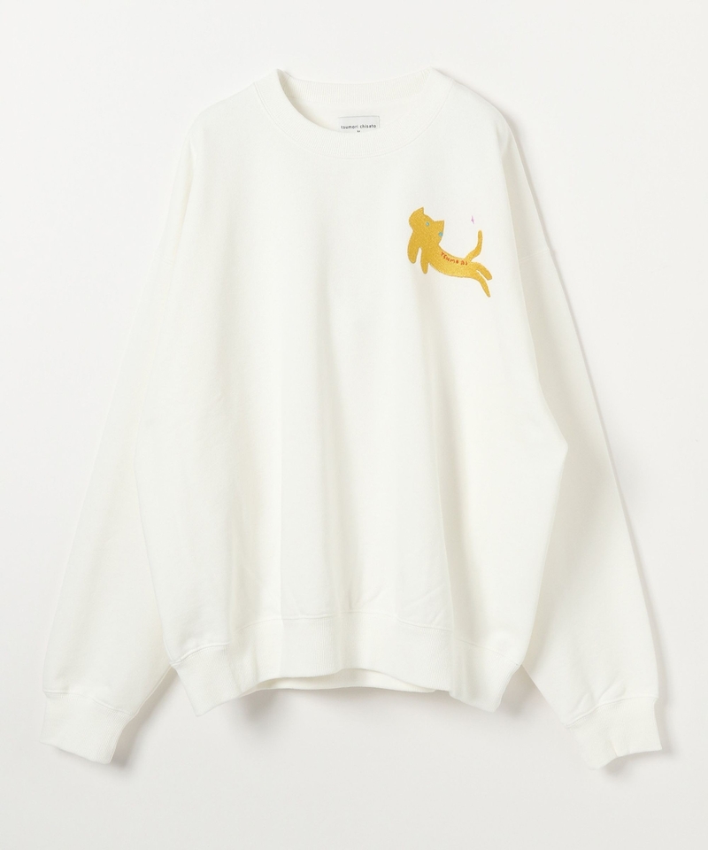 ▲人氣熱賣款▲【tsumori chisato 2024AW】逐星貓貓刺繡刷裏起毛罩衫