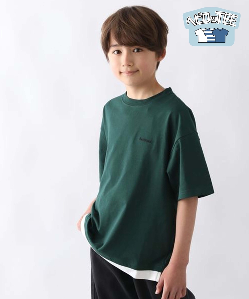 【Hebiro TEE】刺繡logo層次感假兩件短袖T恤