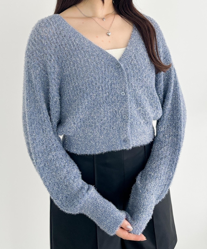 ▲再降價▲閃閃毛茸網紋短版開襟外套