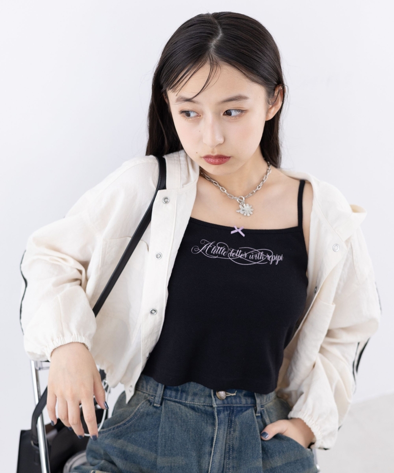 彈性蝴蝶結緞帶少女背心附襯墊