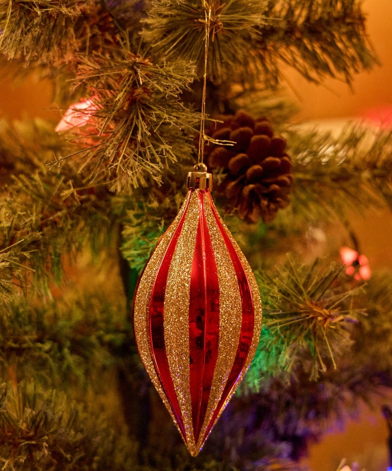 【XMAS】赤金紡錘形裝飾