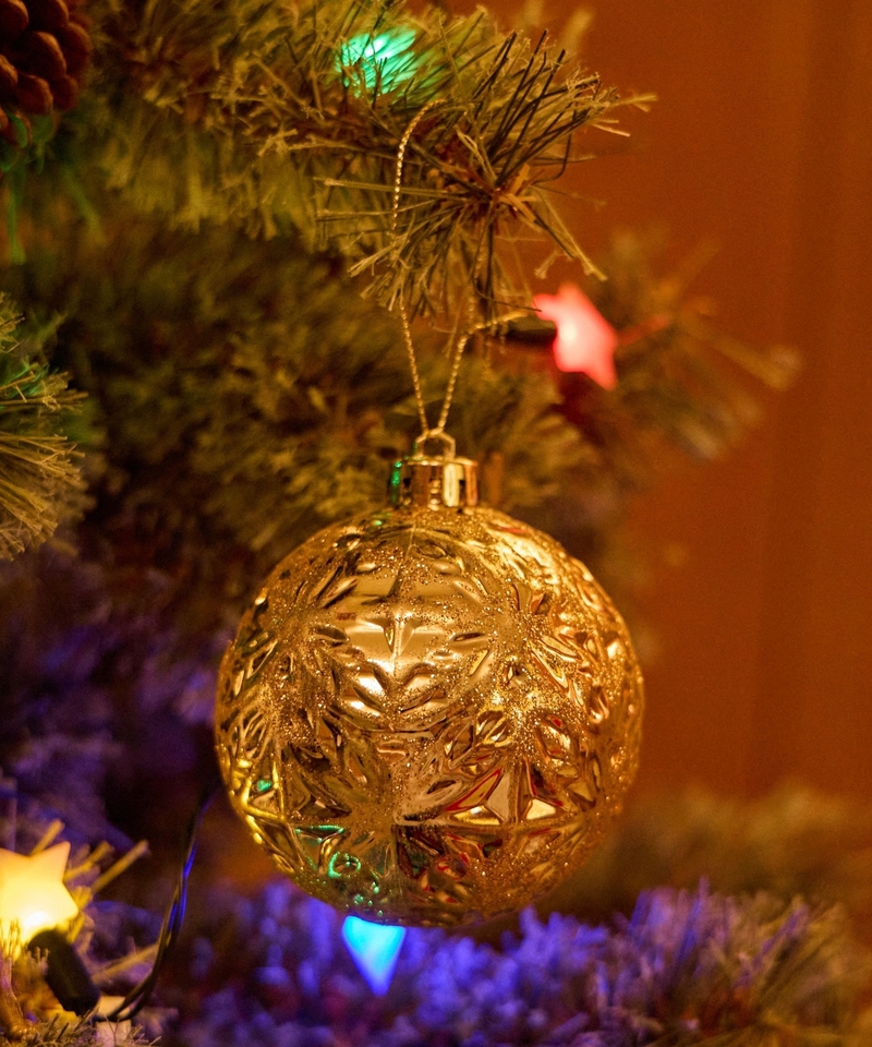 【XMAS】金色閃粉花紋波波裝飾