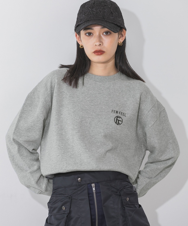 刺繡logo落肩短版衛衣