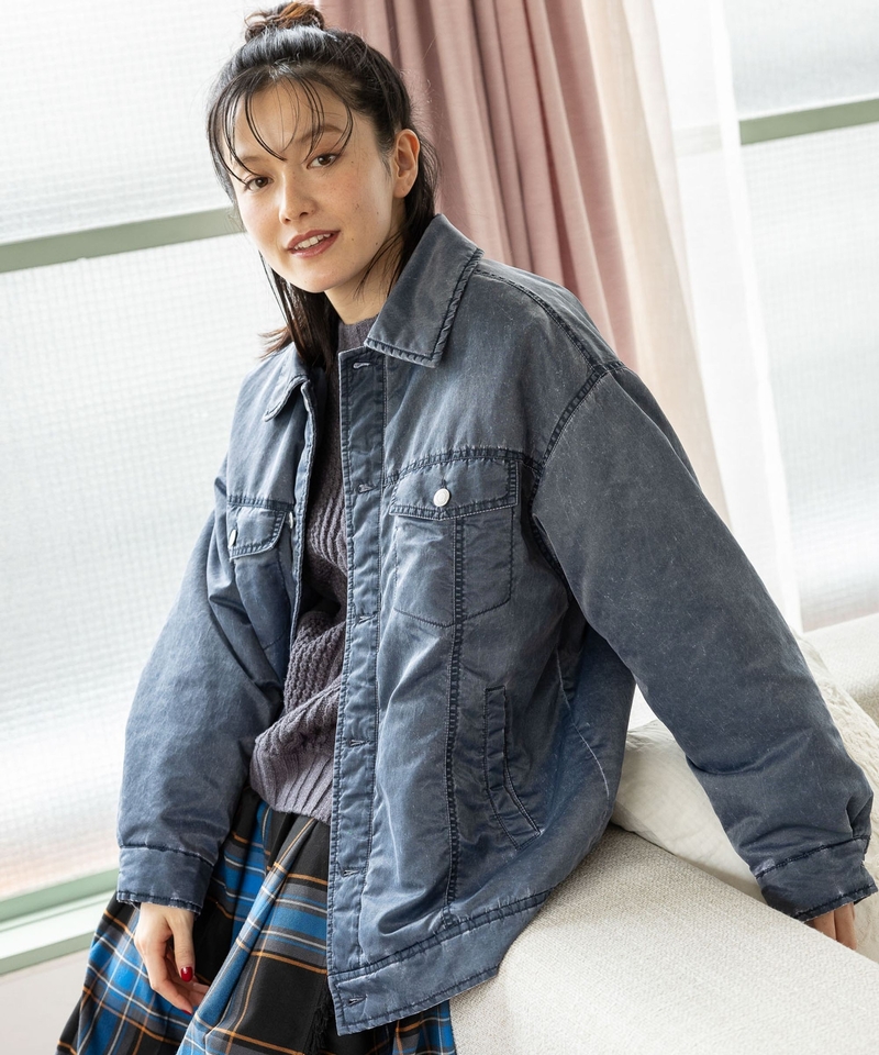 洗水牛仔夾棉外套
