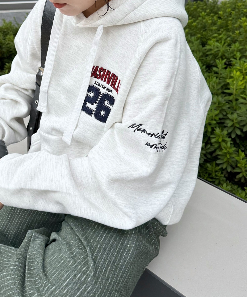 ▲再降價▲【PBLIM】UnisexNo.26毛茸刺繡Logo輕量連帽衛衣