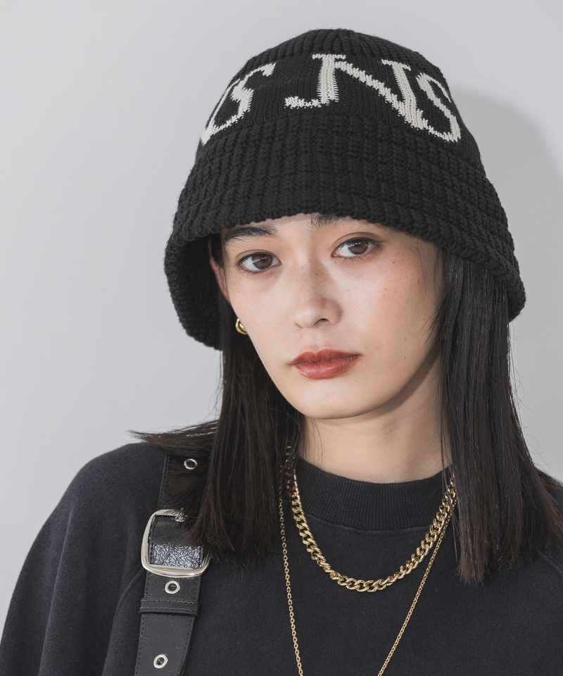 提花Logo針織漁夫帽