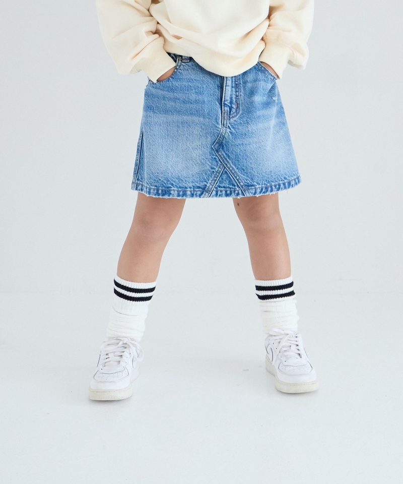▲再降價▲【KIDS】彈性腰A字型牛仔短裙
