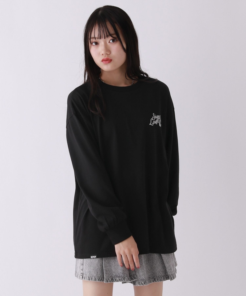 刺繡寬鬆長袖T恤