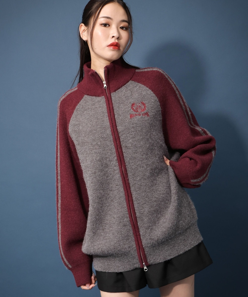 【PBLIM】Unisex刺繡Logo線條袖運動風針織外套