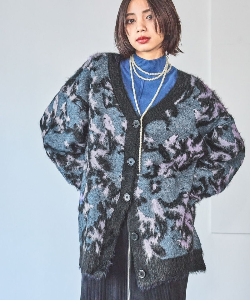 ▲再降價▲藝術風拼色花朵圖案開襟針織外套
