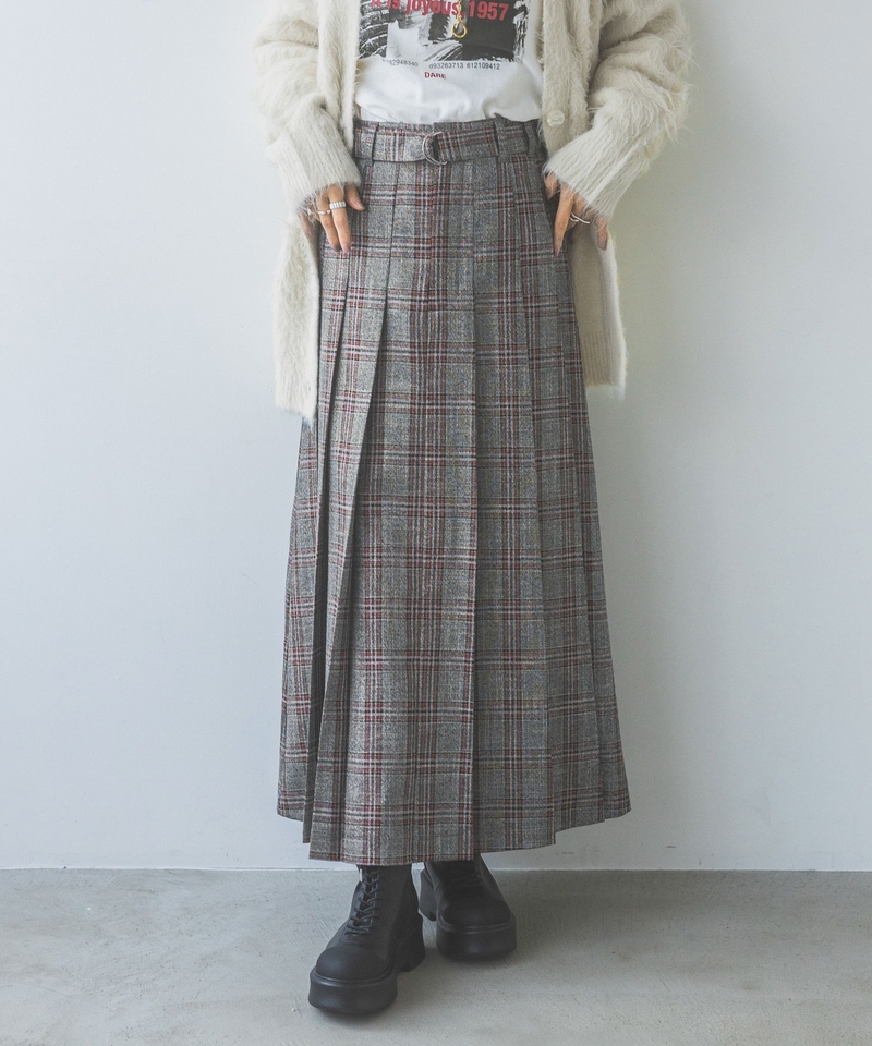 ▲再降價▲腰帶格仔百褶長裙