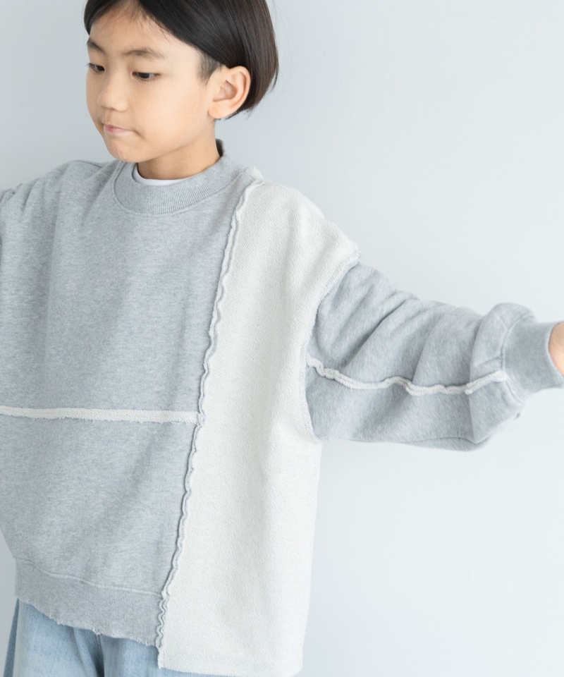 【KIDS】復古風拼布衛衣