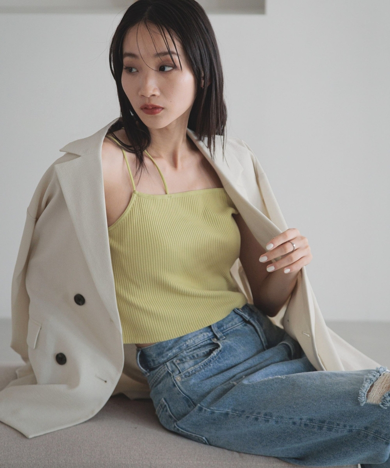 【Style Up】斜肩吊帶短版附胸墊背心