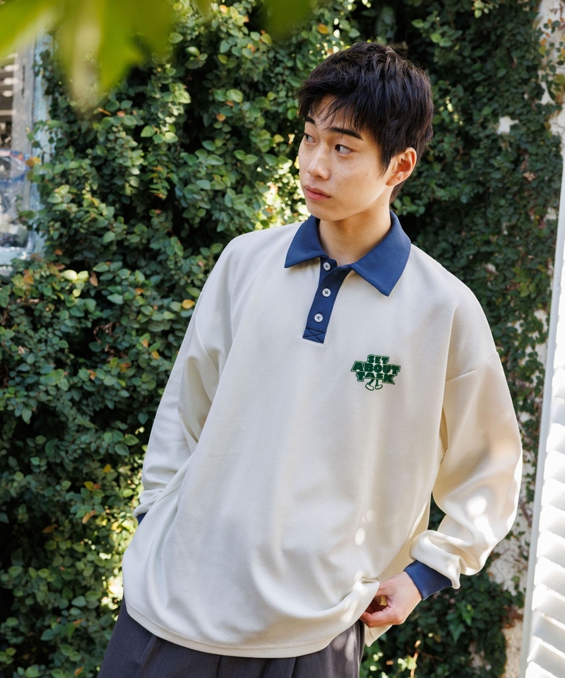 單點刺繡長袖POLO衫