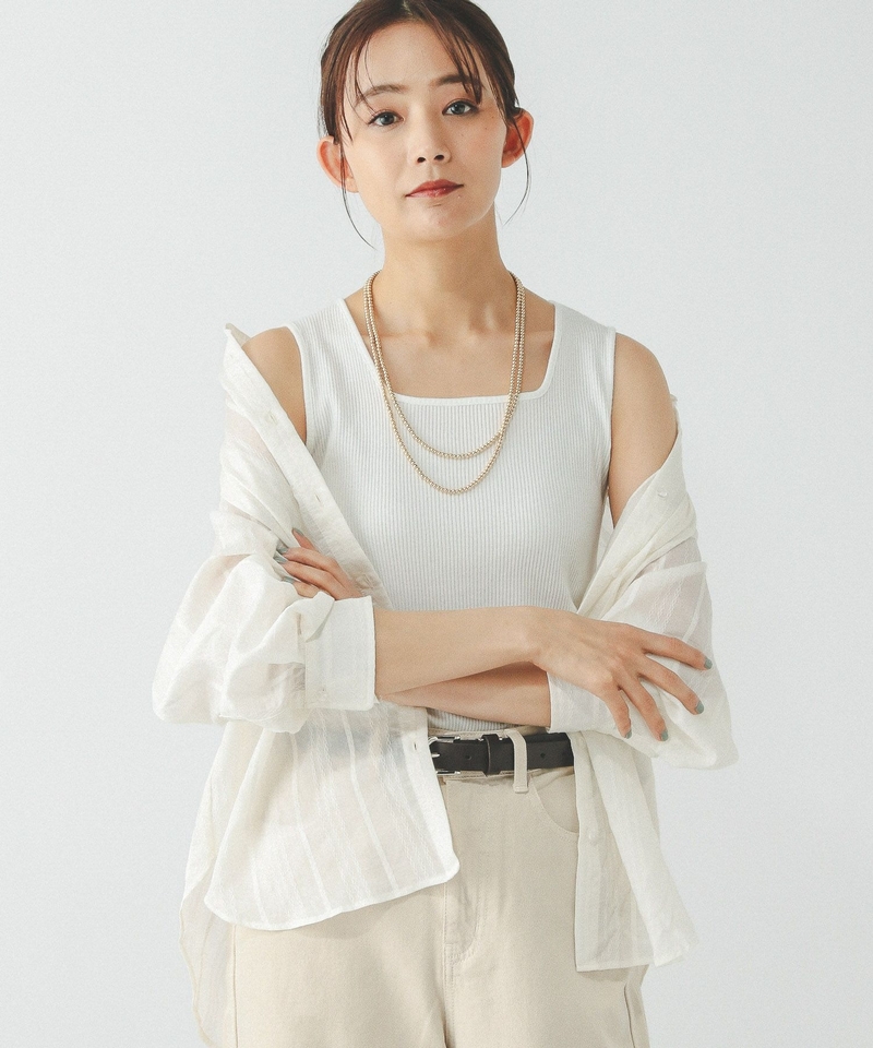 【Beau-tee】素色方形領坑條背心