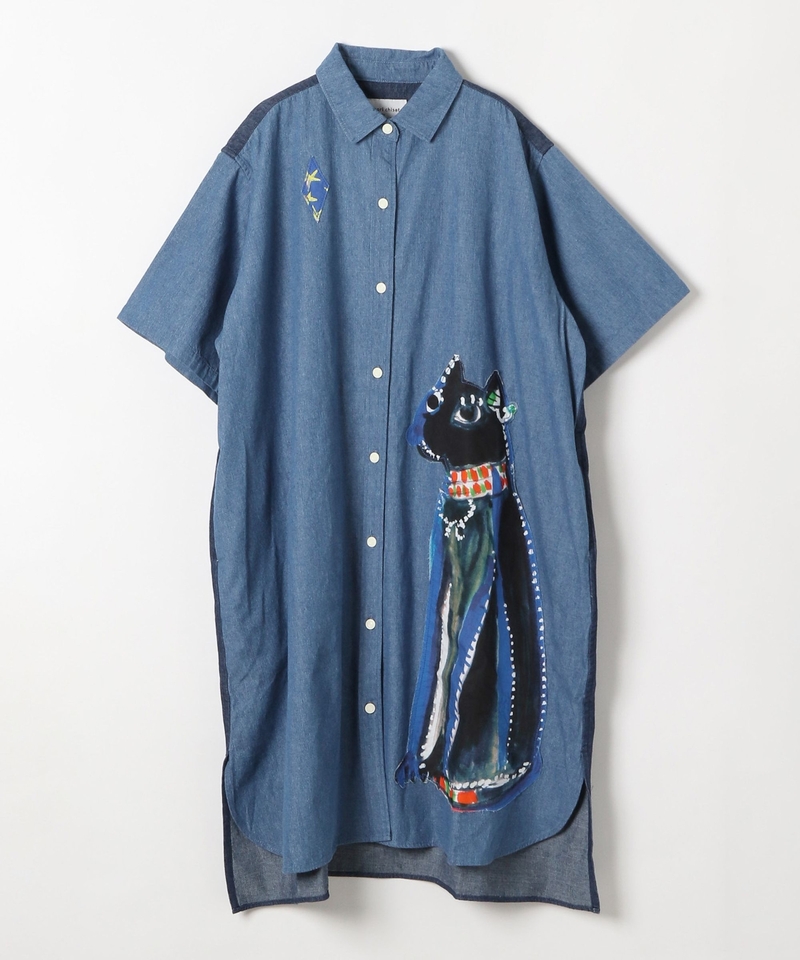 【tsumori chisato 2025SS】埃及貓拼布牛仔連身裙