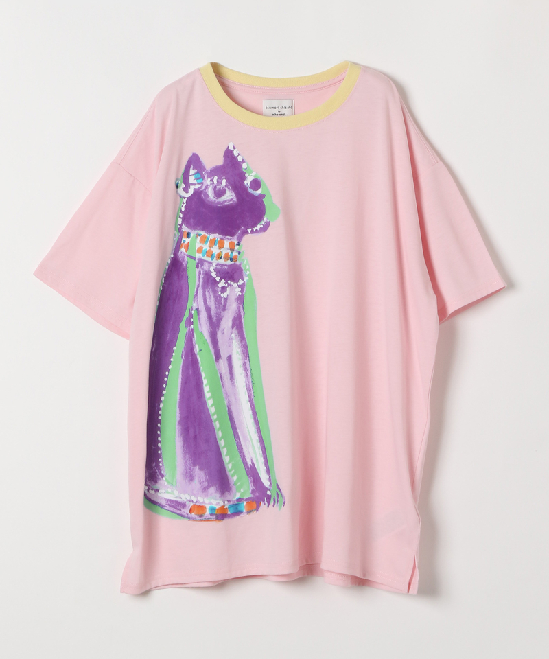【tsumori chisato 2025SS】埃及貓印刷T恤