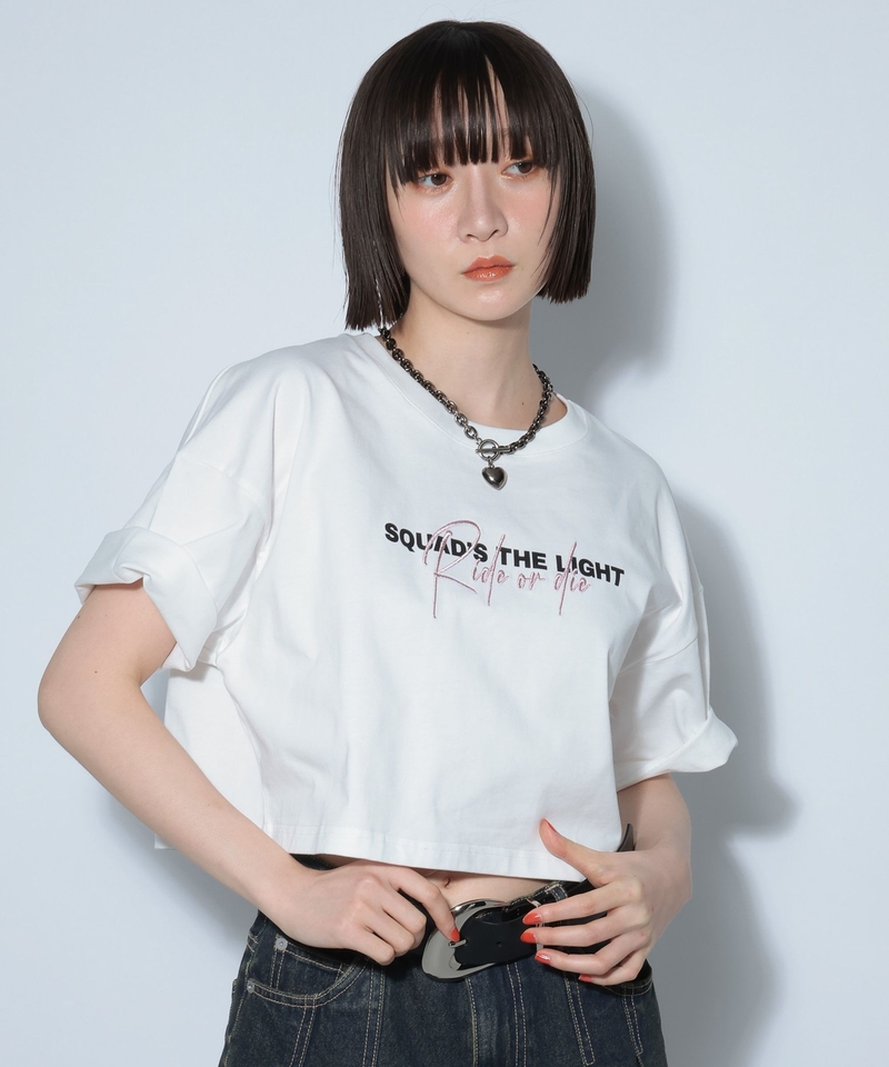 刺繡印刷雙Logo短版T恤
