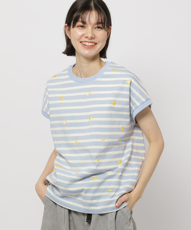 水果刺繡法國袖罩衫