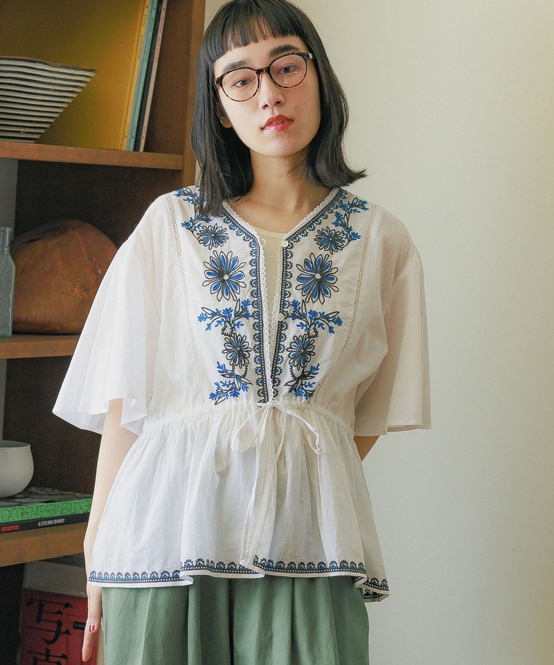 印度刺繡V領襯衫
