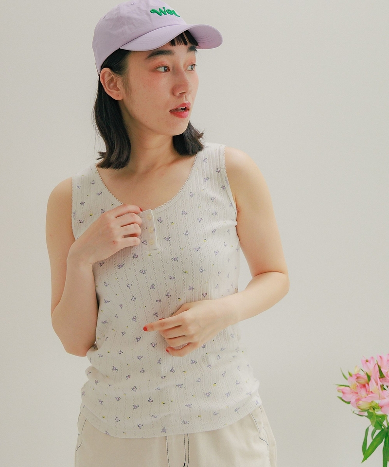 2WAY 碎花鈕扣背心