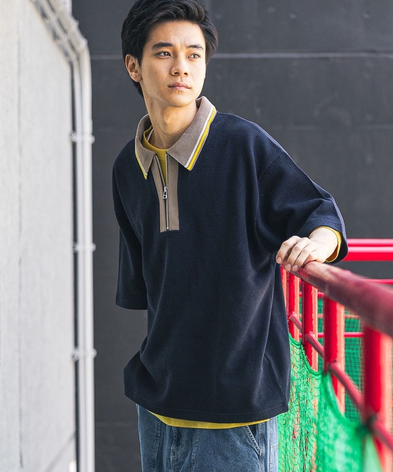 乾爽復古拉鍊POLO衫