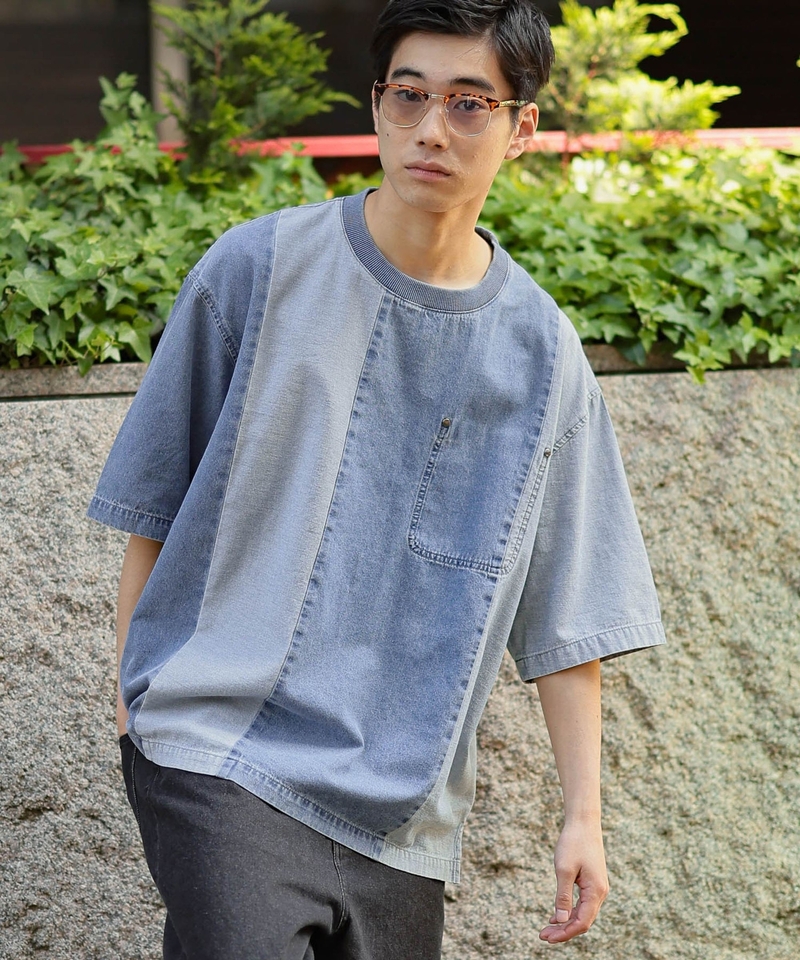 拼布牛仔T恤
