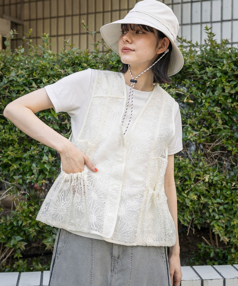 花花玻璃紗背心