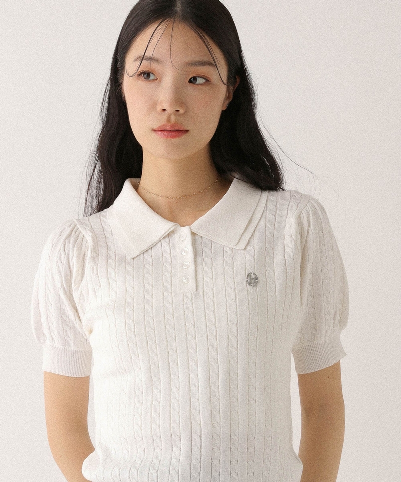▲網店優先發售▲雙Polo領襟章麻花針織上衣