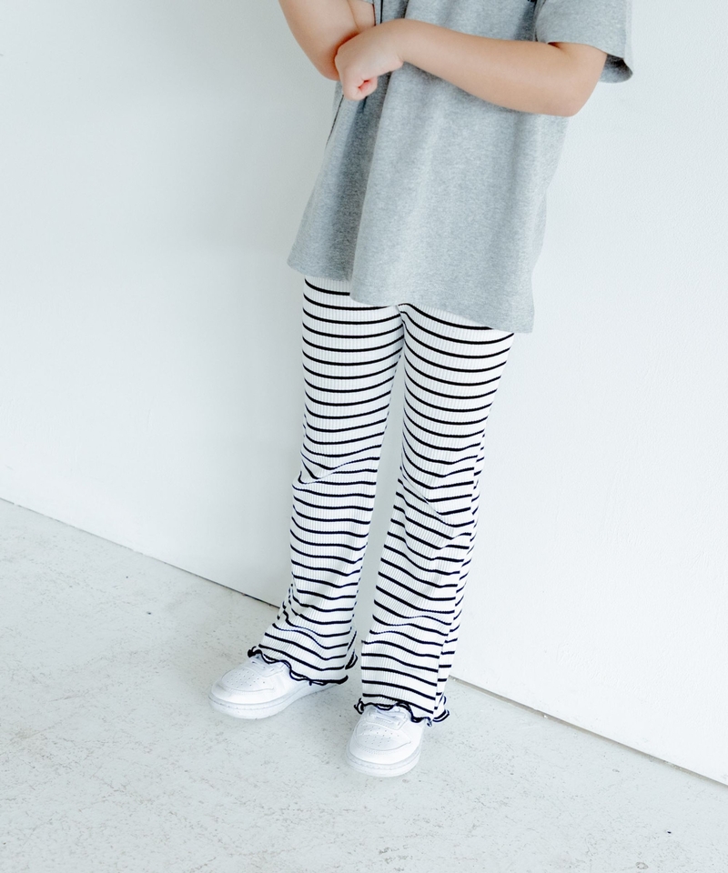 ▲網店限定發售▲【KIDS】木耳邊彈性羅紋喇叭長褲