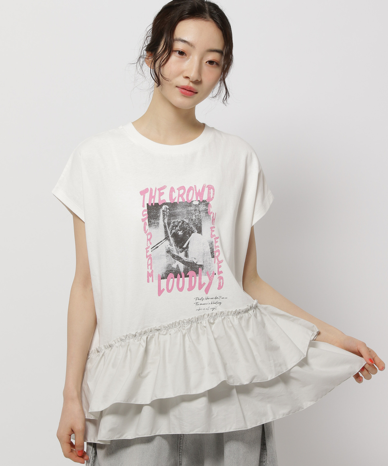 搖滾圖案拼接花邊TEE