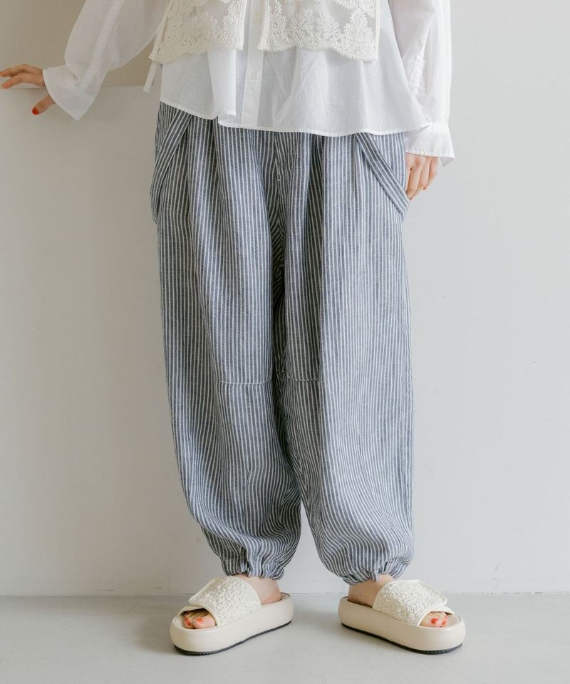 FINE亞麻斜紋褲