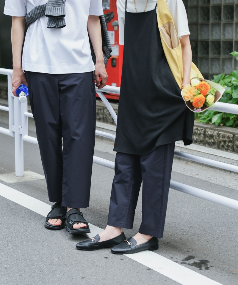 素色綁帶寬鬆休閒西裝長褲