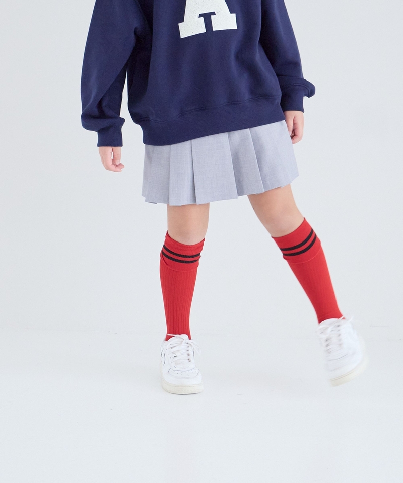 【KIDS】寬百褶短裙