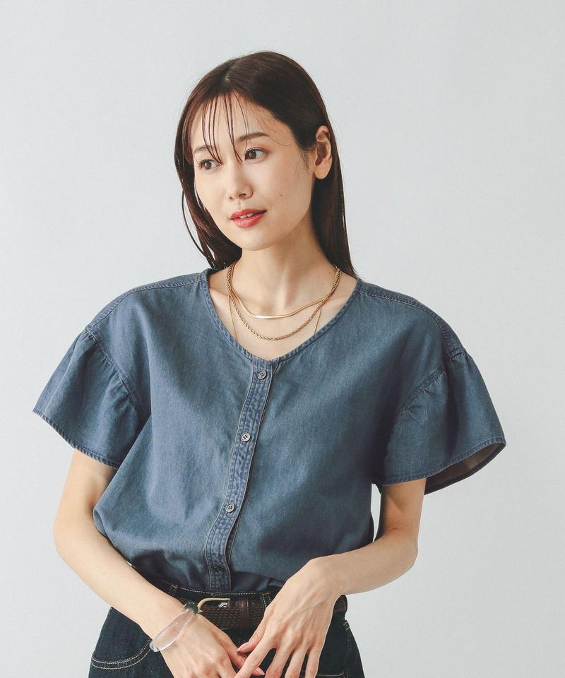 【サラリラ】牛仔荷葉邊襯衫