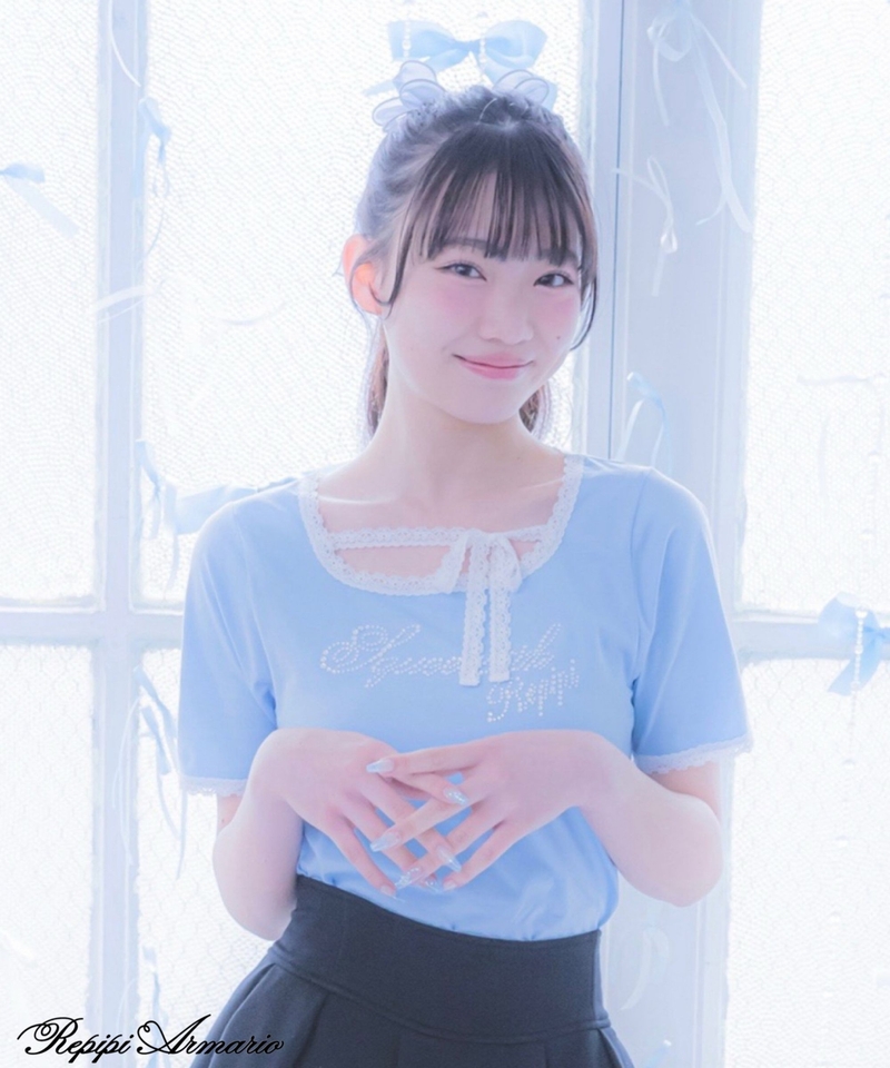 【girly line】COOLTOUCH蕾絲領蝴蝶結T恤
