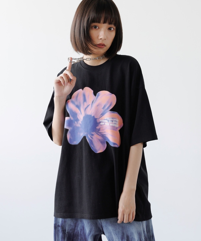 【PBLIM Unisex】紅外線熱影像風花花圖案重磅棉質T恤