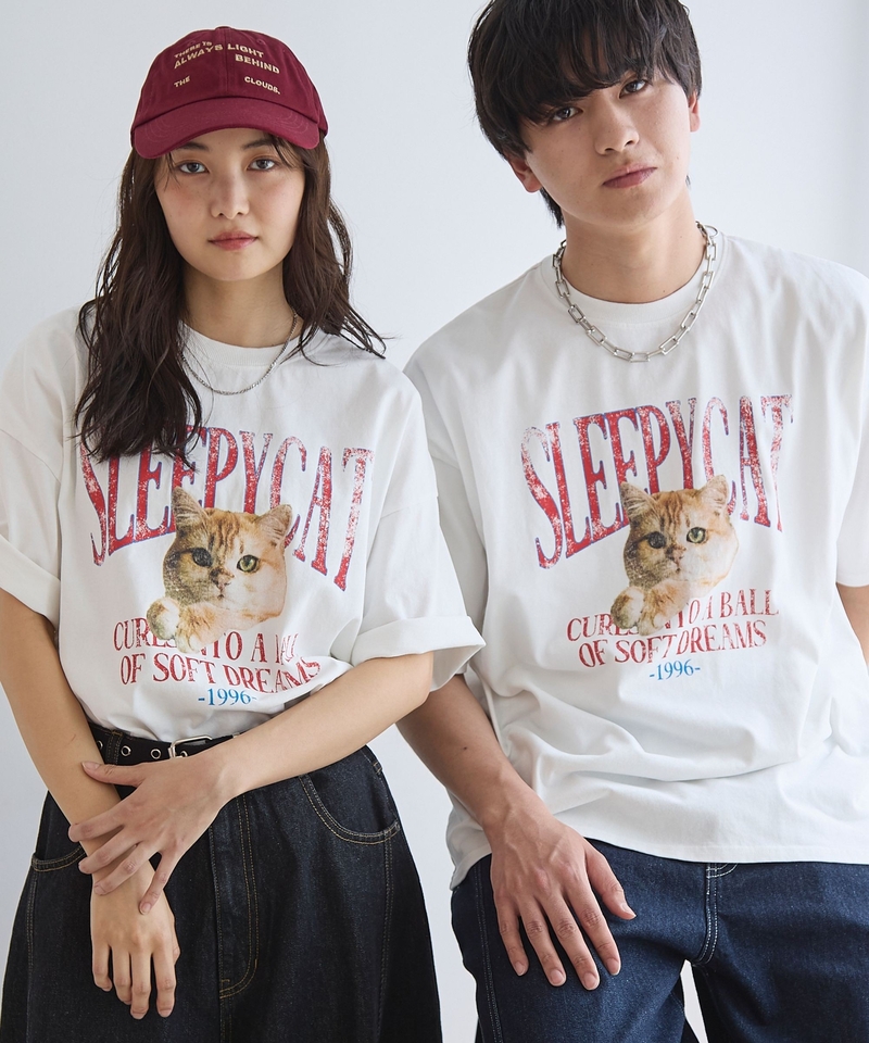 【PBLIM Unisex】Sleepy Cat 古着風T恤