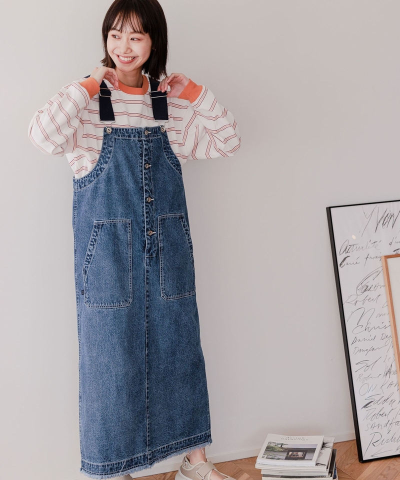 【JEANS】工裝牛仔吊帶裙