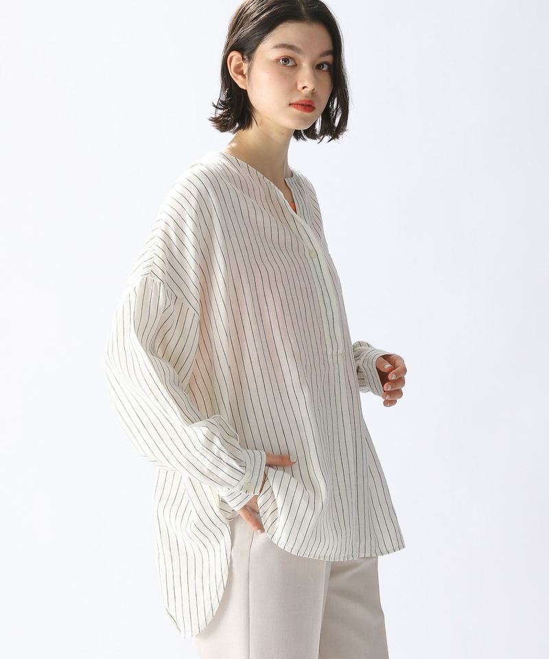 亞麻萊賽爾V領襯衫